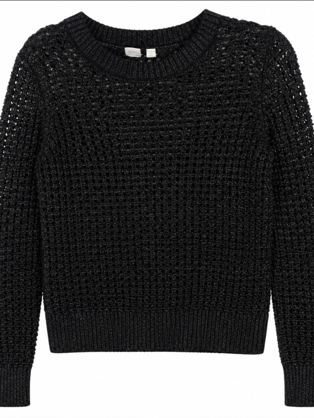 GAP Black Open Knit Metallic Crewneck Sweater Size Small
